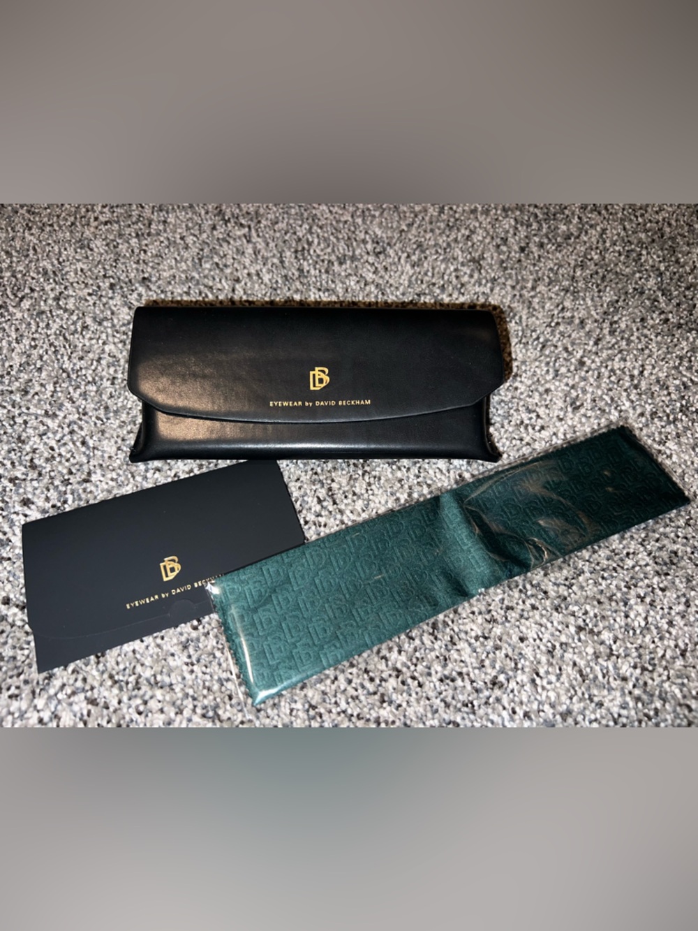 David Beckham Black Sunglasses Case with Green Microfiber Cloth